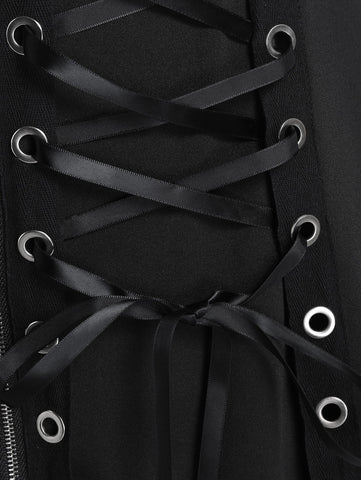 Full Zipper Grommets Camis Tops Buckle Strap Plaid Vest-Veeddydropshipping