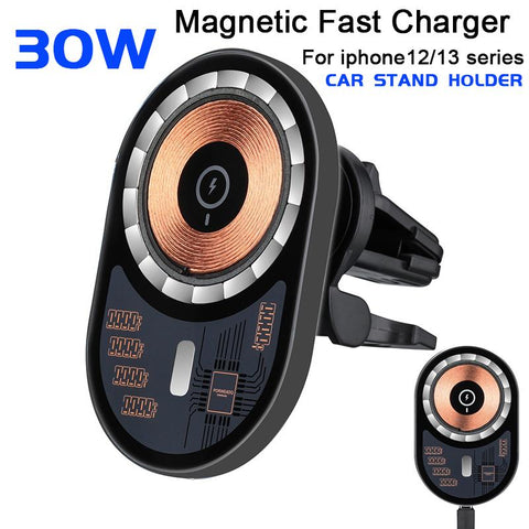 30W For MagSafe Portable Qi Car Wireless Charger-PA01105-Veeddydropshipping