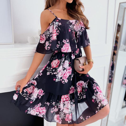 Sexy Woman Dress 2022 Summer Pregnant Woman Floral Print Off Shoulder-TB00577-Veeddydropshipping