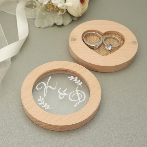 Personalised Wedding Rings Box Rustic Wood-HA00828-Veeddydropshipping