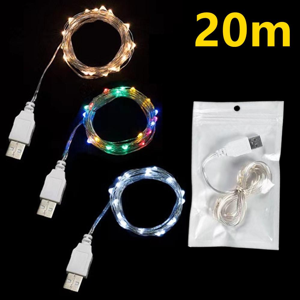 3/10/20M USB LED String Lights Copper Silver Wire Garland Light Waterproof-TI00916-Veeddydropshipping