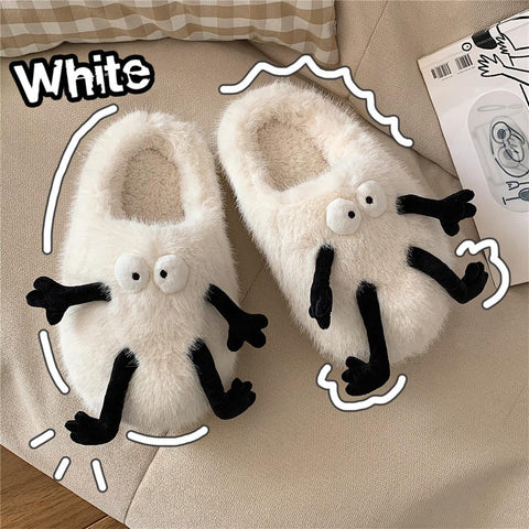 Cute Little Black Ball Plush Soft Comfortable Soft Shoes Ladies-BS01271-Veeddydropshipping