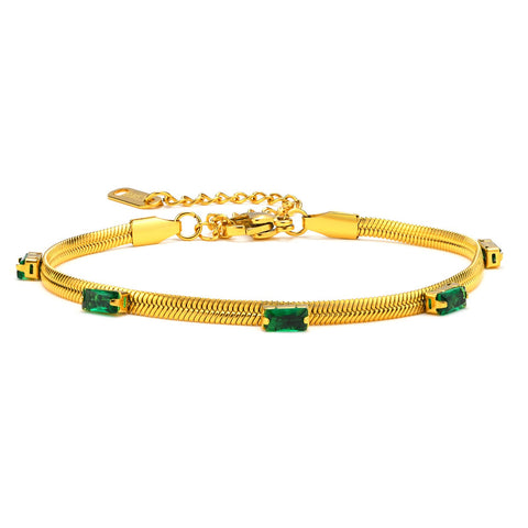 Cubic Zirconia Snake Chain Necklace Bracelet for Women  -JW00371-Veeddydropshipping