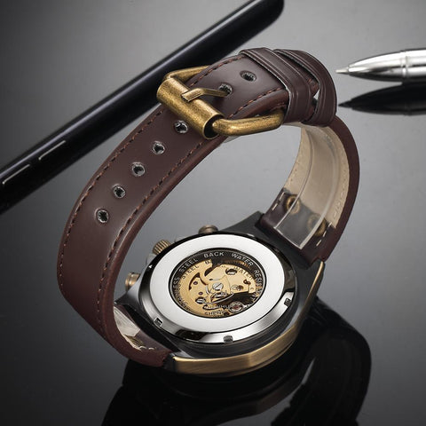 Men Automatic Mechanical Watch Skeleton Steampunk-JW00629-Veeddydropshipping