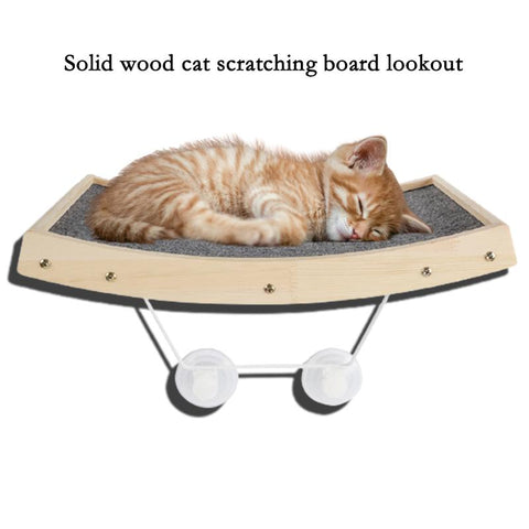 Wood Cat Scratching Board Hammock Suction Cup-HA01437-Veeddydropshipping