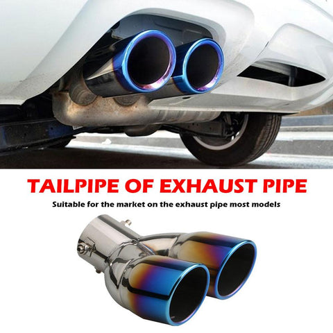 Bent Dual Exhaust Tip Bolt-on Rolled Edge Slant Stainless Steel Cut-AM00097-Veeddydropshipping