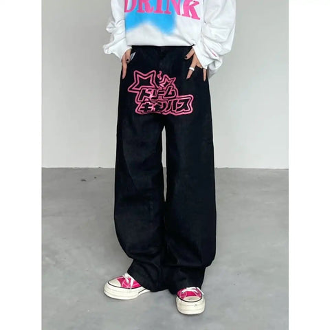 jeans men and women loose printing street mopping-MF00551-Veeddydropshipping