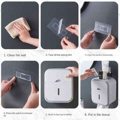 Punch-free Toilet Paper Holder Box Waterproof-HA01043-Veeddydropshipping
