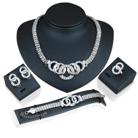 Luxury Classic  Jewelry Set  Plated Crystal Zircon Metal -JW00325-Veeddydropshipping