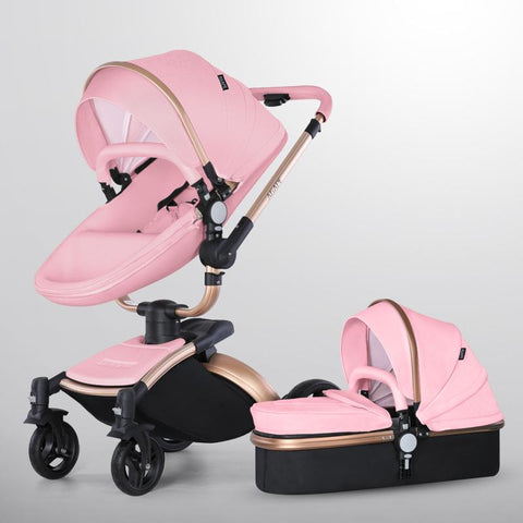 Baby Stroller 3 In 1 Pu leather baby Carriage with Car Seat travel foldable-TB00354-Veeddydropshipping