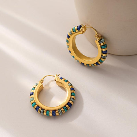 Retro Jewelry Green Stones Earrings Luxury Design Earrings For Women -JW01411-Veeddydropshipping