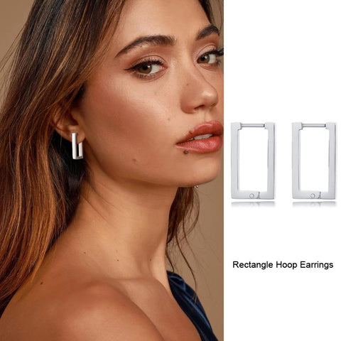 Square Hoop Earring for Women Girls Ear Rectangle-JW01423-Veeddydropshipping