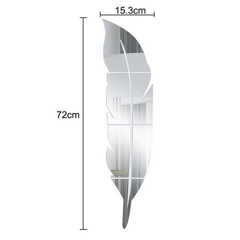 Large Feather 3D Mirror Wall Sticker-HA00223-Veeddydropshipping