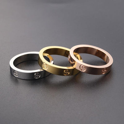 Trendy Stainless Steel Rose Gold Color Love Ring -JW00014-Veeddydropshipping