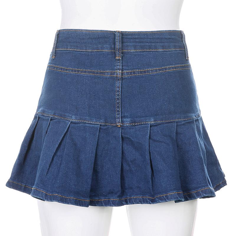 Women Jeans High Waist Pleated Skirts-Veeddydropshipping