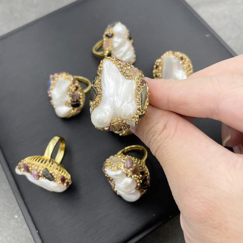 Natural Baroque freshwater pearl ring is the best jewelry gift -JW00402-Veeddydropshipping