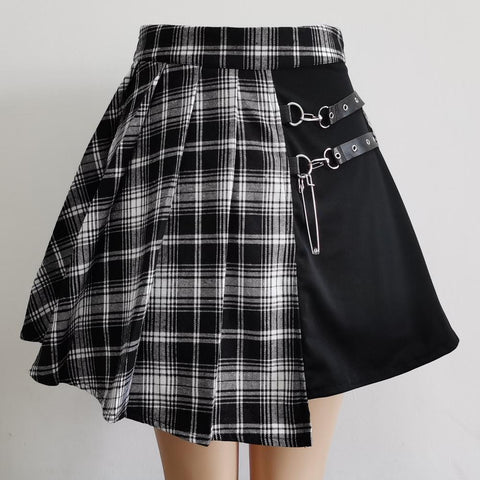 Women Punk Irregular Mini Pleated Skater Skirt-WF00501-Veeddydropshipping