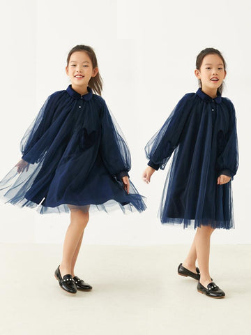 AMII Kids Girls Dresses Autumn Long Sleeve Aline Elegant Princess-TB00874-Veeddydropshipping