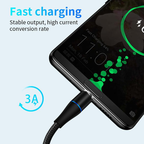 3A Magnetic USB Cable Fast Charge Micro USB Type C Cable For iPhone Samsung S20-PA01025-Veeddydropshipping