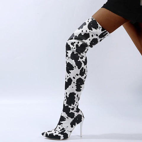 High Heel Boot Pointed Toe Sexy club Shoes Thigh High-BS00927-Veeddydropshipping