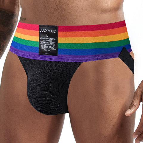 Sexy Briefs Jockstrap Pouch Cuecas Man Cotton Panties Thongs Rainbow-MF01653-Veeddydropshipping
