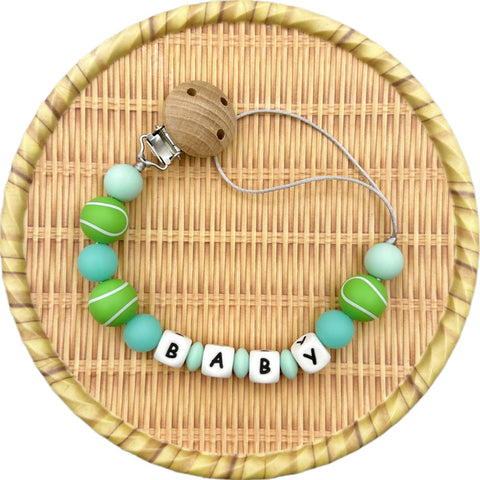 Personalized Letters Name Baby Football Silicone Night Pearl Pendant-TB00814-Veeddydropshipping