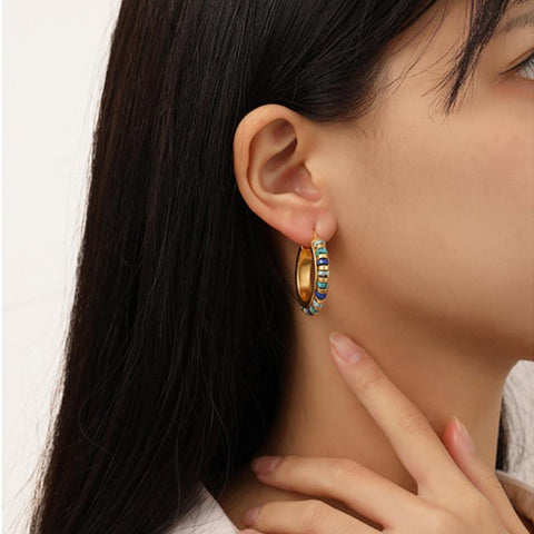 Retro Jewelry Green Stones Earrings Luxury Design Earrings For Women -JW01411-Veeddydropshipping