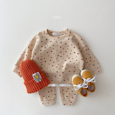 2022 New Toddler Kids Waffle Cotton Clothes Set Many Fruits Print-Veeddydropshipping-2