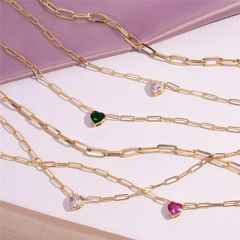 925 Sterling Zircon Heart Pendant Necklaces For Women-JW00077-Veeddydropshipping