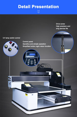 A1 UV printer with 3 XP600 print heads, suitable for metal glass printing on mobile phone case drum-Veeddydropshipping