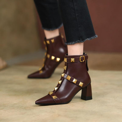 short boots autumn winter fashion pointed toe women-BS00920-Veeddydropshipping