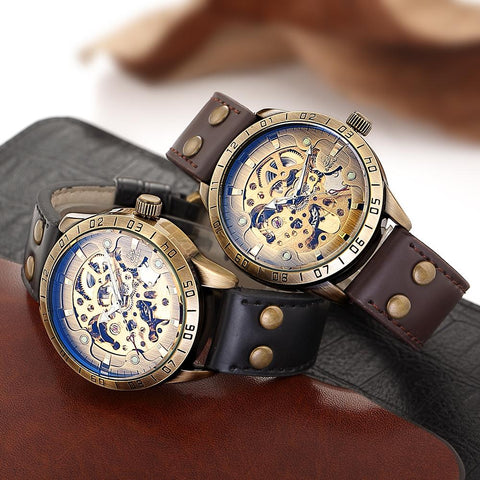 Men Automatic Mechanical Watch Skeleton Steampunk-JW00629-Veeddydropshipping