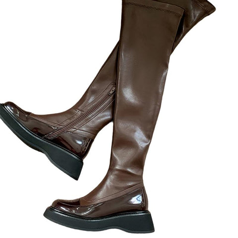 Shoes Platform Flats Gladiator New Winter Warm Motorcycles-BS01017-Veeddydropshipping