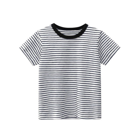 Black White Stripe 2-10T Summer Kids T-Shirts Short Sleeve Tees Children-TB01109-Veeddydropshipping