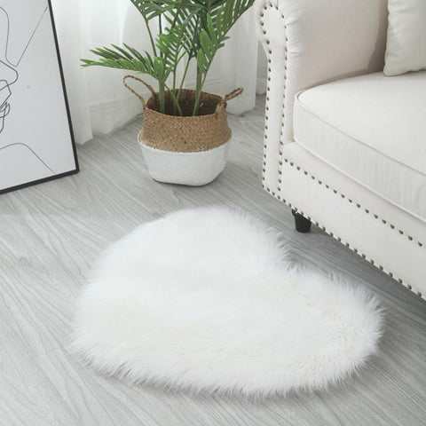 Faux Wool Heart Shaped Carpet Chair Sofa Cushion-HA00452-Veeddydropshipping