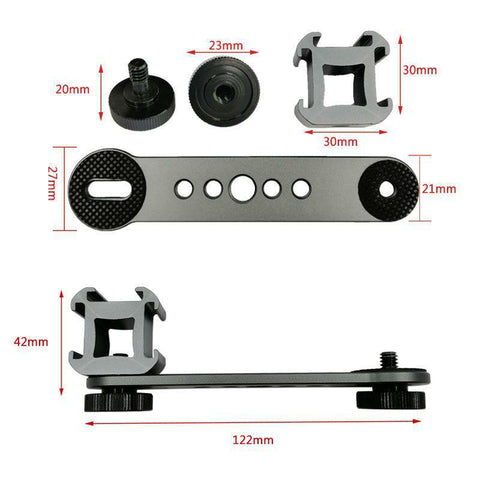 Triple Cold Shoe Mount Bracket Extension Bar With 1/4 Inch &amp; 3/8 Inch -CE00470-Veeddydropshipping