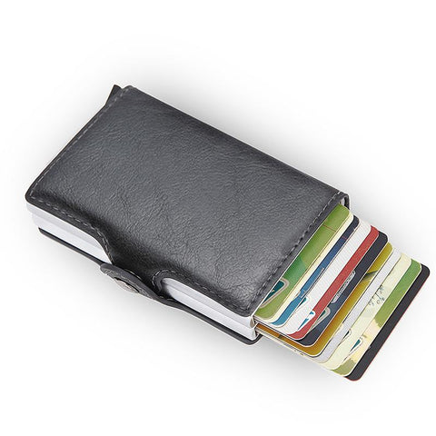 Card Holder Wallet Leather Metal Aluminum Business Bank-BS00597-Veeddydropshipping