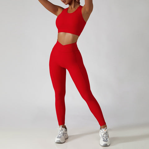 2 Pieces Seamless Women Tracksuit  Yoga Set Running Workout Sportswear Gym -OS00775-Veeddydropshipping