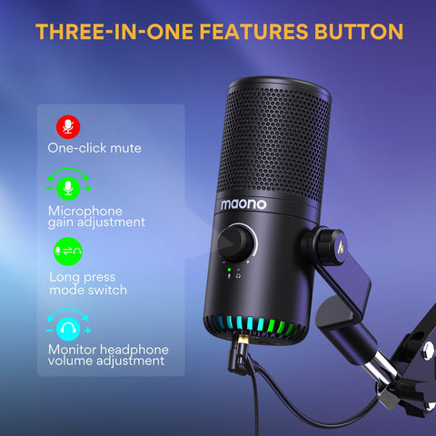 USB Gaming Microphone With Type C Adapter For Phone PC Breath Light -CE01071-Veeddydropshipping