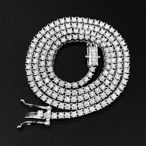 925 Silver Moissanite Chain tennis Necklace  Diamond Link Necklaces-JW00083-Veeddydropshipping