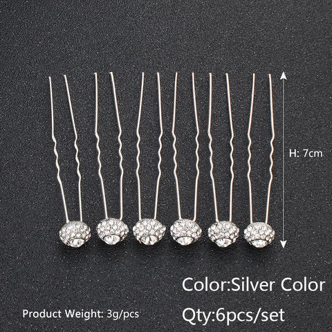 Bridal Wedding Hair Accessories Rhinestone Hair Pins Forks  -JW00459-Veeddydropshipping