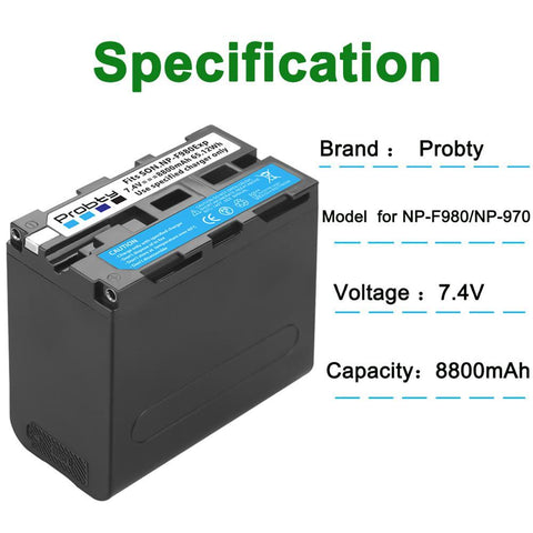 8800mAh NP-F980 NP-F970 NPF960 NPF970 Battery with USB Charge Output For Sony -CE00313-Veeddydropshipping