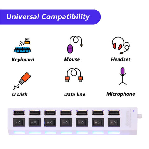 switch extension hub 7-port USB2.0 hub Computer USB extension hub one drag seven -CE00158-Veeddydropshipping