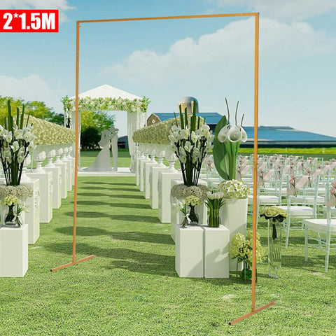 Wedding Arch Square Iron Backdrop Gold Stand Props-HA01650-Veeddydropshipping