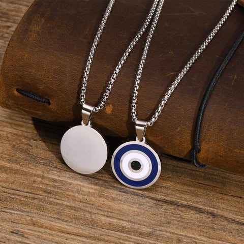 Necklaces  Stainless Steel Simple Ethnic Turkish Eye Collar Jewelry-JW01217-Veeddydropshipping