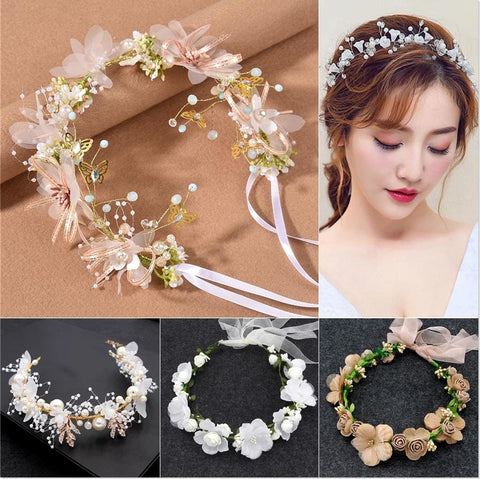 High Quality Spring Pearl Crowns Beach Wreaths Flower Headband -JW00454-Veeddydropshipping