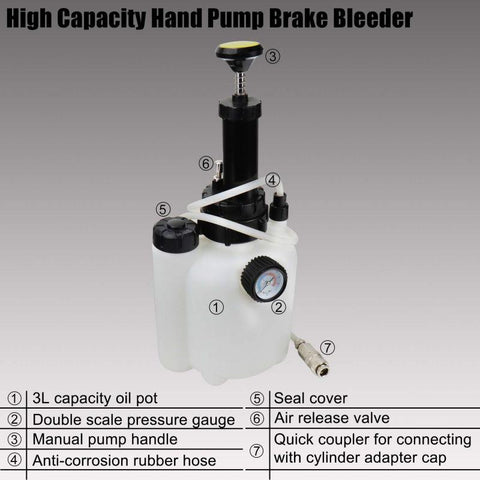 Manual Brake Clutch Fluid Bleeder Kit Car Brake Oil Change Pot-AM00166-Veeddydropshipping