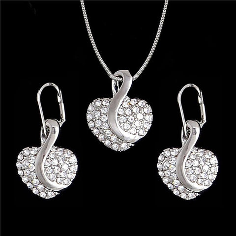 Crystal Jewelry Set  Classic Round Pendant Wedding Jewelry Set -JW00302-Veeddydropshipping