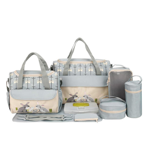 10 Pcs Large-capacity Cute Portable Gray Rabbits Stylish Mommy Bag-TB00218-Veeddydropshipping