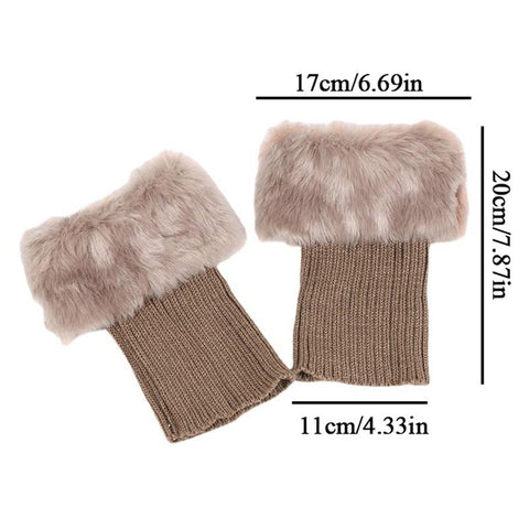 Women Crochet Faux Fur Trim Leg Boot Socks-WF01241-Veeddydropshipping